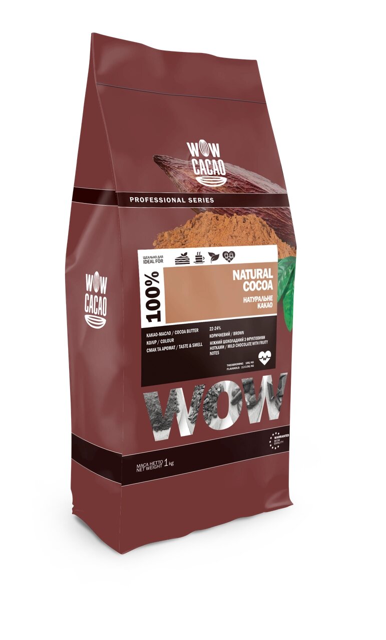 НАТУРАЛЬНЕ КАКАО WOW CACAO 100% (22-24% какао-олії) 1 кг від компанії NPRO - фото 1