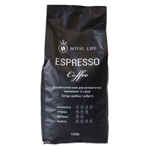 Кава в зернах Royal-Life Купаж Espresso (10% арабіка, 90% робуста), 1 кг