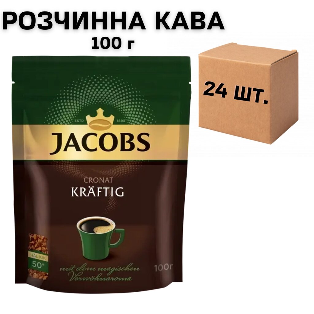 Ящик розчинної кави Jacobs Cronat Kraftig 100 г (у ящику 24 шт) від компанії NPRO - фото 1