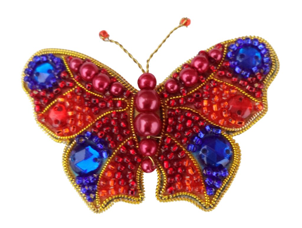 Набір для вишивання бісером брошки АБН-020 Метелик (червоно-синій) ТМ "Астрочка" від компанії ТМ "Астрочка" - фото 1