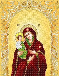Схема для вишивання бісером АС4-097 Ікона Пресвятої Богородиці «Троєручиця» (золото) ТМ "Астрочка"