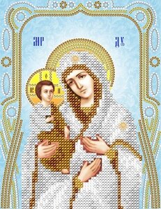Схема для вишивання бісером АС5-094 Ікона Пресвятої Богородиці «Троєручиця» (срібло) ТМ "Астрочка"
