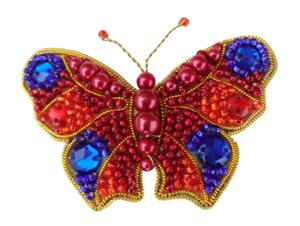 Набір для вишивання бісером брошки АБН-020 Метелик (червоно-синій) ТМ "Астрочка"