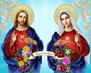 Схема для вишивання бісером АС3-034 Непорочне Серце Марії та Святе Серце Ісуса ТМ "Астрочка"