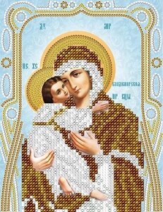 Схема для вишивання бісером АС5-063 Володимирська Ікона Божої Матері (срібло) ТМ "Астрочка"