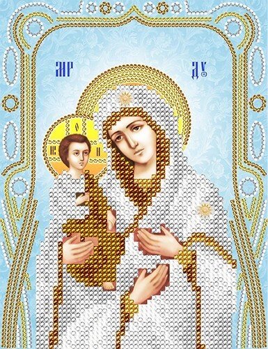 Схема для вишивання бісером АС5-094 Ікона Пресвятої Богородиці «Троєручиця» (срібло) ТМ "Астрочка" від компанії ТМ "Астрочка" - фото 1