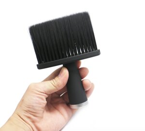 Матова смітка щітка для перукаря, барбера з чорною ручкою Barber Shop Black Чорна