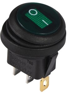 Клавішний перемикач круглий з підсвіткою та захистом (зелений) KCD1-8-101NW GR/B АСКО-УКРЕМ [A0140040078]