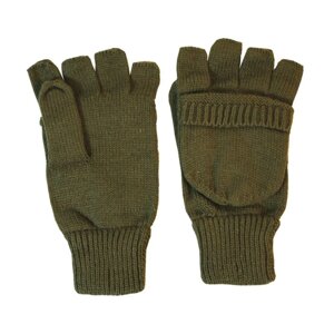 Рукавички зимові в'язані з відкидною рукавицею Kombat UK оливу