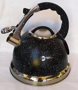 Чайник металевий зі свистком для газової плити HIGHER KITCHEN (ZP-021) , 3,5 л., Чорний