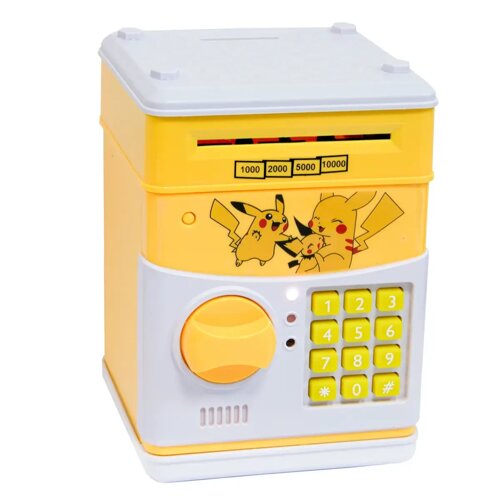 Електронна скарбничка дитяча “Сім я покемона Пікачу”Жовтий сейф для дітей