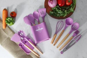 Кухонний посуд, 12 предметів, силікон, фіолетовий