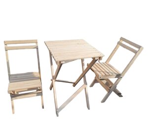 Комплект дерев'яних меблів стіл квадратний два стільці
