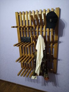 Вішалка настінна дерев'яна, декоративні рейки, лрганайзер