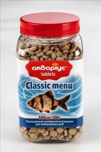 Корм Аквариус Класик меню таблетки для акваріумних риб беруть корм в товщі води 300 г