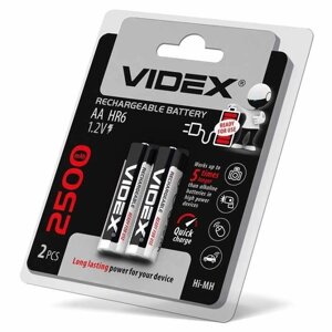 Акумулятори Videx HR6/AA 2500 mAh double blister/2шт ціна за 1 шт АКБ