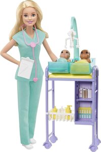 Барбі Педіатр Barbie Baby Doctor Playset with Blonde Doll GKH23