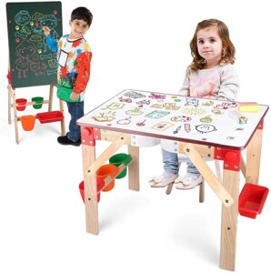 Дитячий стіл — мольберт 2 в 1 з магнітною двосторонньою дошкою