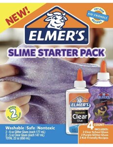 Elmers Glue Slime Starter Kit, прозорий і фіолетовий клей