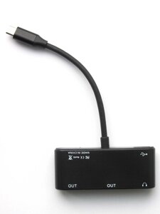 Хаб USB type-C 4 в 1 HDMI VGA USB 3.0 і USB-C перехідник