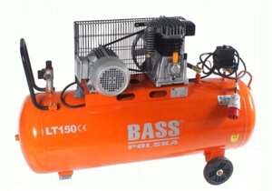 Компресор BASS: 3.8 кВт — 100 л 2-поршневий оливний Чавунний блок