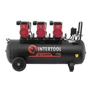 Компресор безоливний, 6 цил. 100 л, 3x1.1кВт, INTERTOOL PT-0028