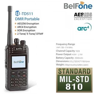 Рація BelFone TD-511 — це шифрування AES256 з Motorola DP4801e!