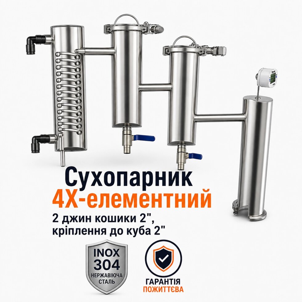 Сухопарник в зборі 4X з 2-ма джин кошиками 2, кріплення до куба 2