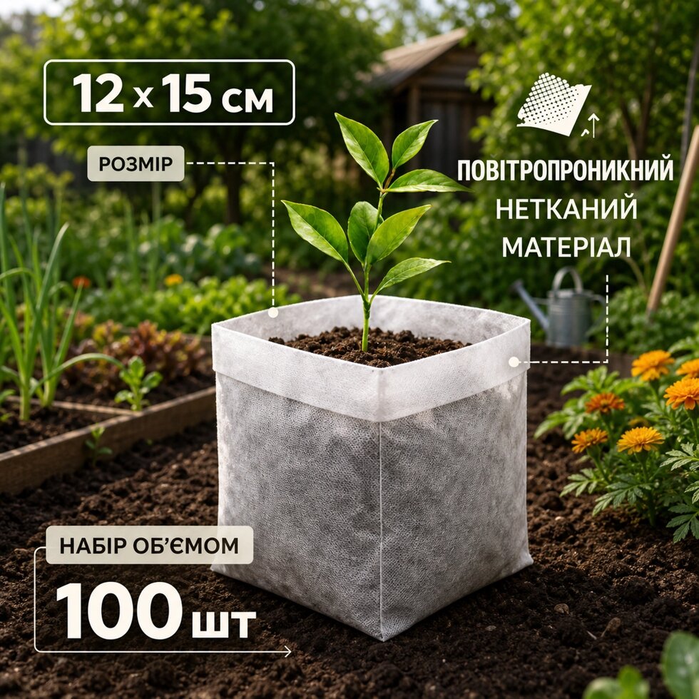 Мішечки для розсади 12*15 см біорозкладні (50 шт/уп)