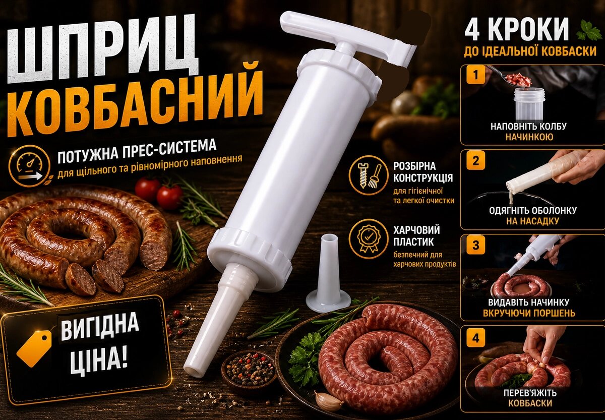 Шприц для виробництва ковбаси пластиковий