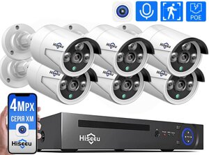 4Мп POE Комплект відеонагляду на 6 IP камер Hiseeu