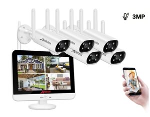 Anran Комплект вiдеоспостереження на 5 камер Wi-Fi 3MP з 13" LCD монітором ARCCTV