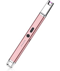 Імпульсна USB запальничка для свічок, кухні, плити, з підсвіткою пряма рожева