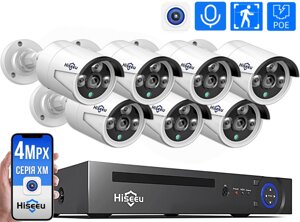 Комплект IP відеоспостереження на 7 камер Hiseeu POE 4Мп