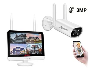 Комплект відеоспостереження на 1 камеру Anran Wi-Fi 3MP c 13" LCD монітором ARCCTV