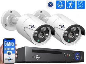 Комплект відеоспостереження на 1 IP камеру Hiseeu POE 5Мп