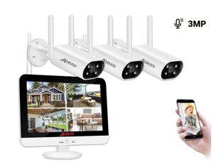 Комплект відеонагляду на 3 камери Anran Wi-Fi 3MP з 13" LCD монітором ARCCTV