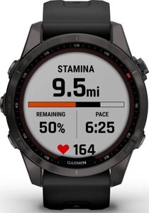 Garmin Fenix 7 Sapphire Solar Carbon Gray DLC Titanium with Black Band (010-02540-20/21)