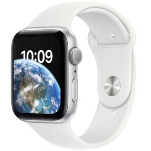Apple Watch SE 2 GPS 40mm Silver Aluminum Case with White Sport Band - M/L (MNTC3)