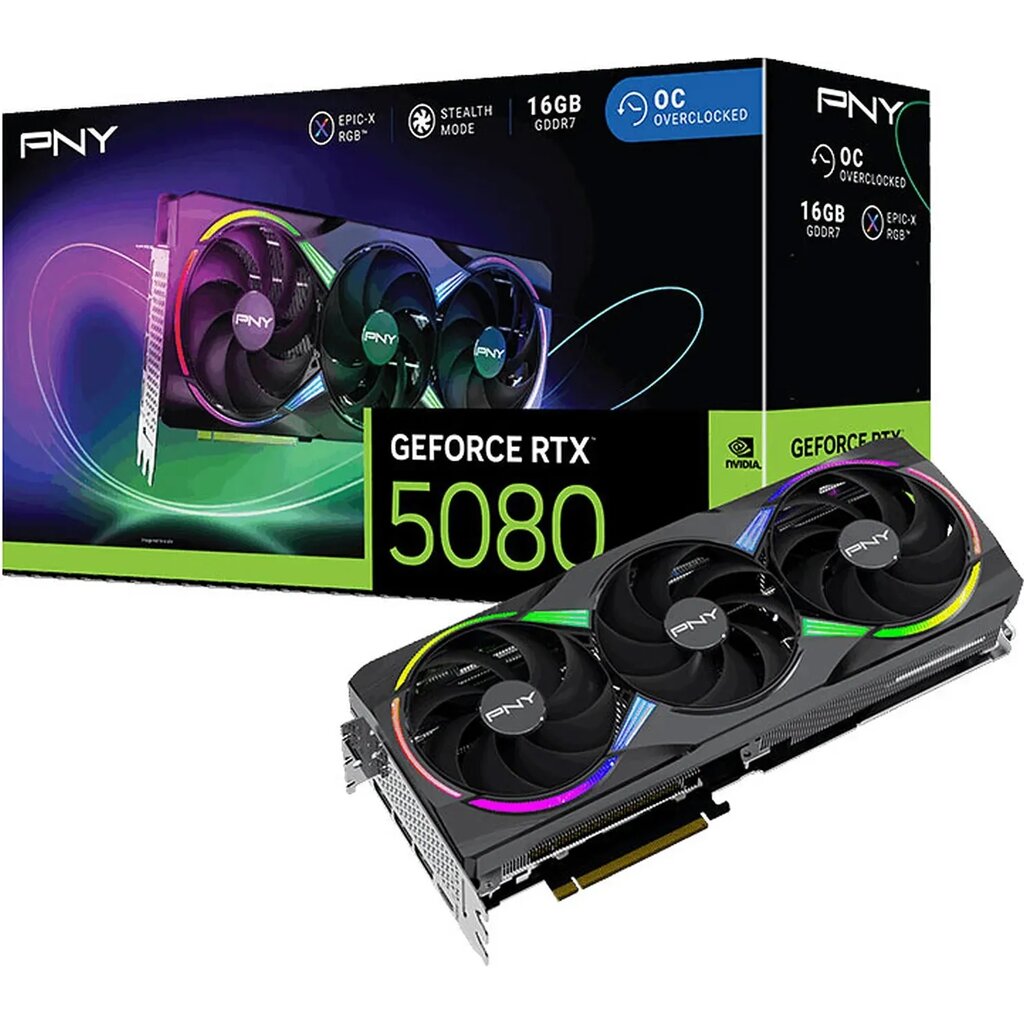 PNY GeForce RTX 5080 ARGB EPIC-X RGB OC Triple Fan (VCG508016TFXXPB1-O) від компанії DREAM - фото 1