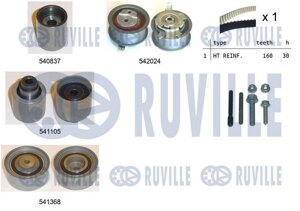 RUVILLE К-кт. ГРМ (рем.+3шт. ролик+нат. планка+ крепление) AUDI 2,4/2,8/4,2: A4/6/8 96- VW Passat 2,8 97-