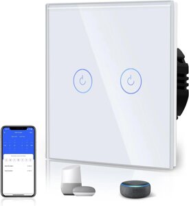 BSEED Smart Wi-Fi сенсорний вимикач світла працює з Alexa та Google Home через Tuya (білий)