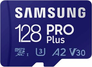 Карта пам'яті SAMSUNG PRO Plus microSD 128GB + Адаптер, до 180 MB/s (б\в)