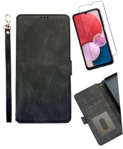 Комплект захисту для Samsung Galaxy A13 5G чохол книжка та скло для дисплею 2 шт (чорний)
