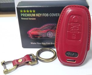 Шкіряний чохол для Audi Key Fob з ланцюжком для ключів ( бордовий)