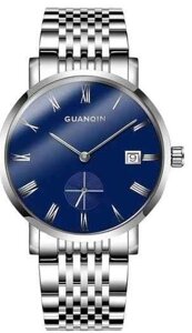Чоловічий аналоговий автоматичний механічний наручний годинник GUANQIN GJ16028 (металевий, синій)