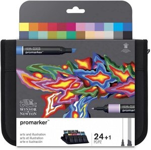 Набір маркерів Winsor & Newton ProMarker, 24 кольори, для мистецтва та ілюстрацій, в портмоне