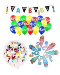 Святковий набір декору для привітання з початком навчального року (банер, кульки)