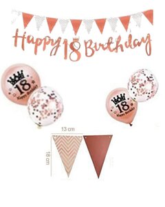 Святковий набір декорацій до дня народження 18 років (вітальний банер, повітряні кульки 10 штук)