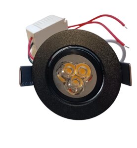 Raelf LED Downlight 3W, чорний, вбудований світильник, 3000K, 110-265V, для отвору 55 мм